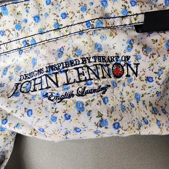 John Lennon for English Laundry Plaid Button Front Shirt Red Blue Size Large - Picture 2 of 14